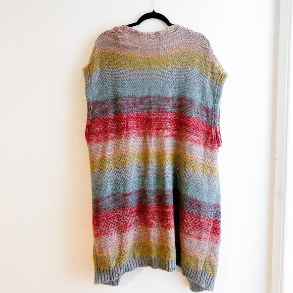 Anthropologie + MOTH Rinda Ombre Rainbow Mohair Blend Sleeveless Cardigan Sz M/L - Picture 5 of 6